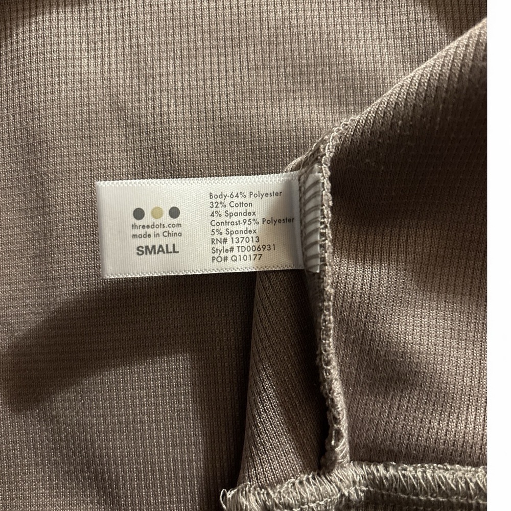 Three Dots taupe ribbed open-front cardigan - Picture 3 of 4